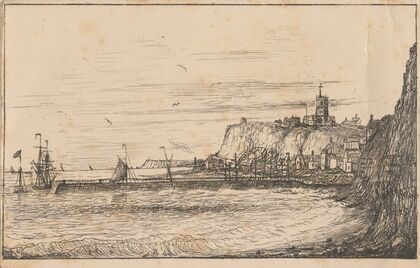 Harbour Scene with Town.