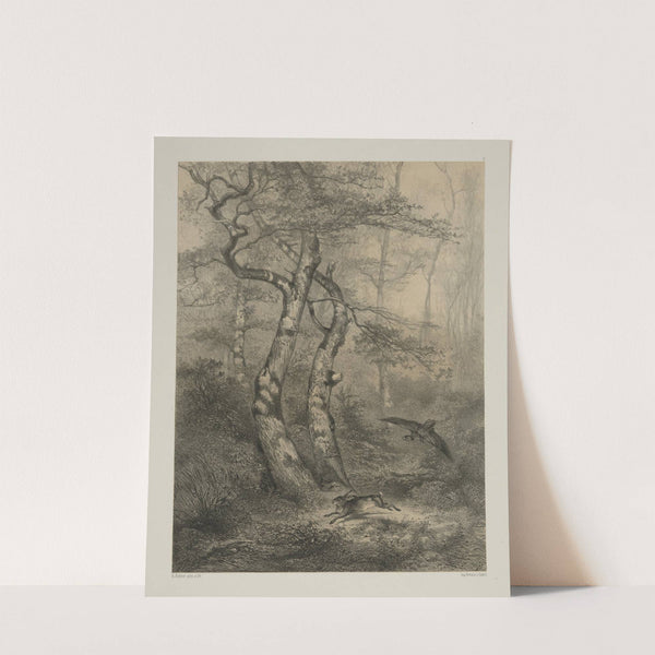 Hare pursued by a goshaw by Karl Bodmer