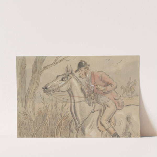 'Hark'; Startled Horse and Alert Rider by Hablot Knight Browne