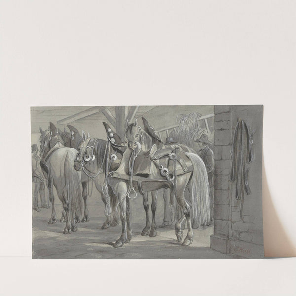 Harnessed horses by Edward Hull