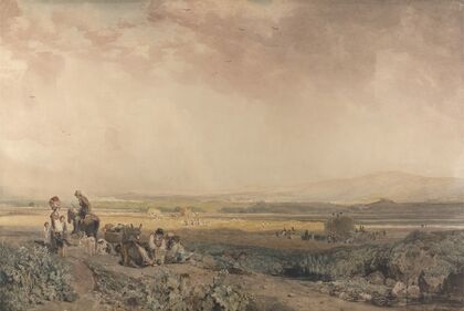 Harvesters in Landscape in Sussex (ca. 1820)