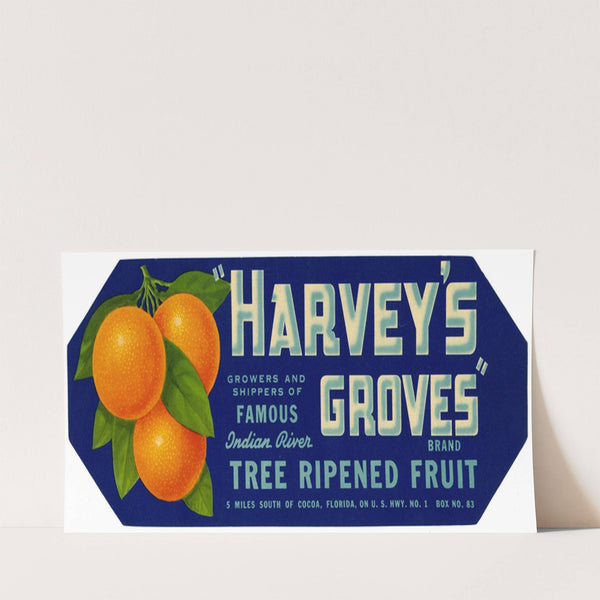 Harvey’s Groves Brand Citrus Label (1930-1950)