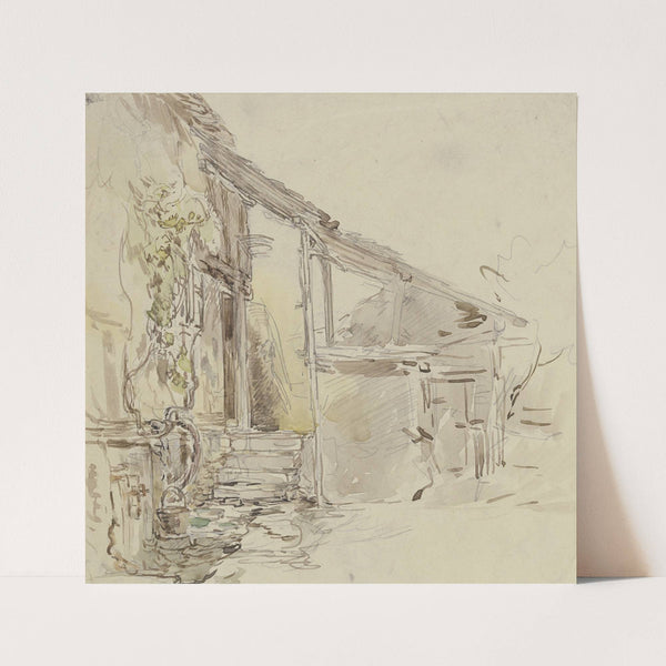 Hausecke mit Weinranke und vier Stufen by Anton Burger