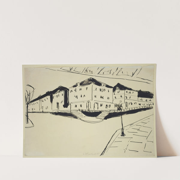 Häuser an einer Bahnunterführung in Dresden (1910) by Ernst Ludwig Kirchner