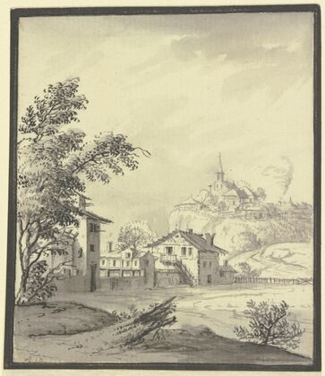Häuser an einer Wiese (1744)