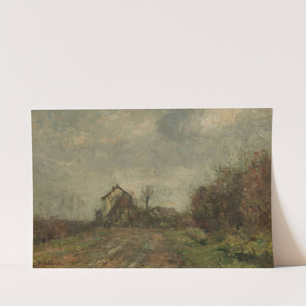 Häusergruppe in Landschaft by Rudolf Höckner