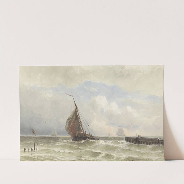 Haven van Vlissingen, met inkomende zeilschip by Jacob Eduard van Heemskerck van Beest