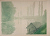 Hazy riverside landscape with poplars and a house on the water (1903–1905)