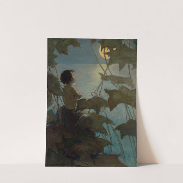 He looked up at the broad yellow moon and thought that she looked at him by Jessie Willcox Smith