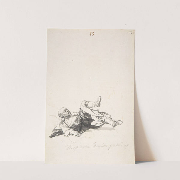 ‘He Wakes Up Kicking’; a man on the floor kicking his legs after waking from a nightmare (ca.1819–23) by Francisco de Goya