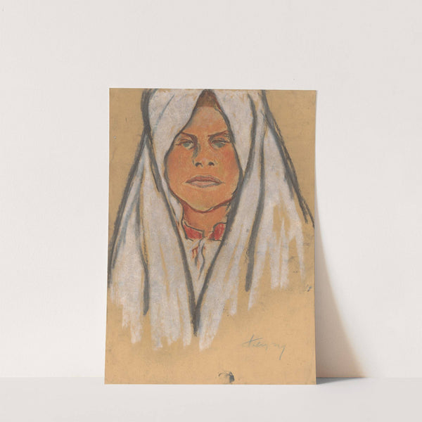 Head of a Girl in a White Scarf by Zolo Palugyay