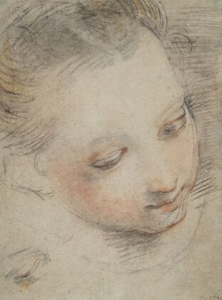 Head of a Girl, study for a figure in the Madonna del Popolo altarpiece in the Uffizi
