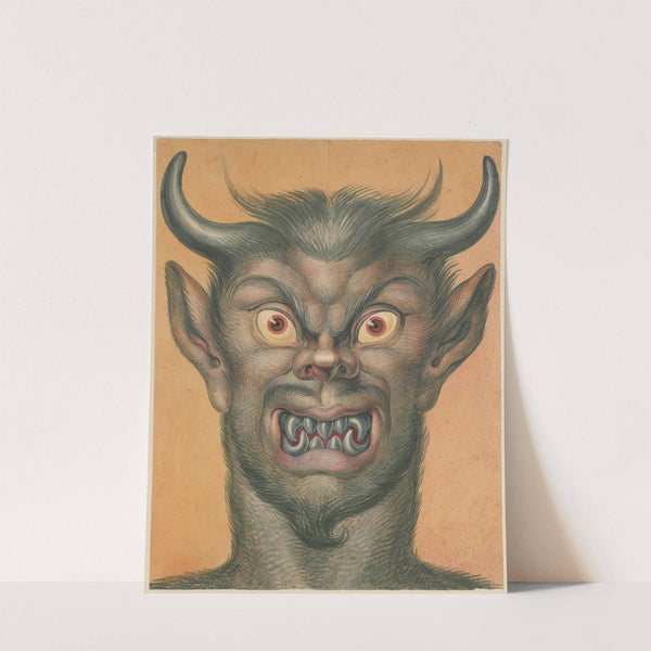 Head of a grimacing devil with horns by David Humbert de Superville