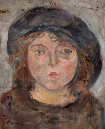 Head of a little girl in a dark beret (1919)