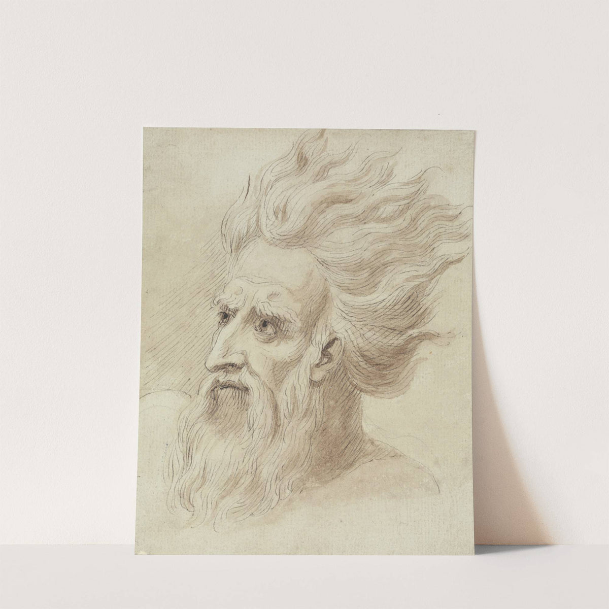 Head of a Man with a Beard and Long Hair in the Wind by Samuel de Wilde
