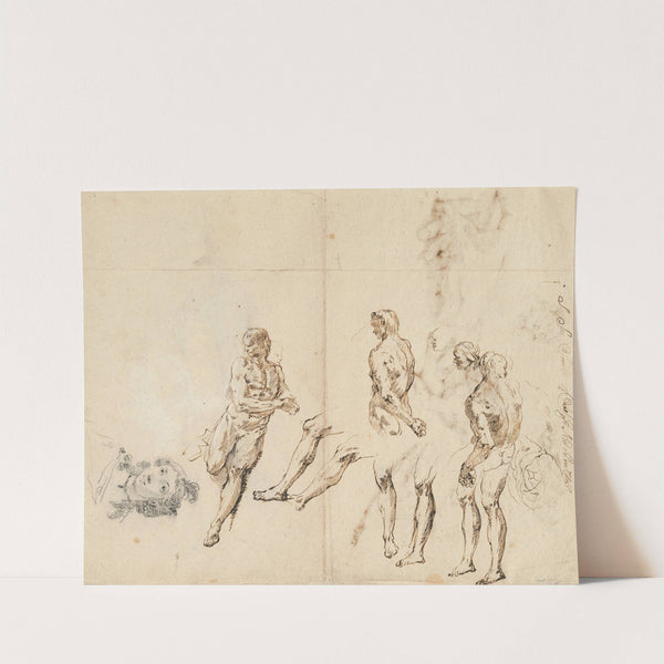 Head of a Woman and Studies of a Male Nude (verso) by Francesco Fontebasso