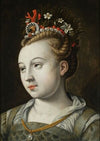Head of a woman with eyes looking up