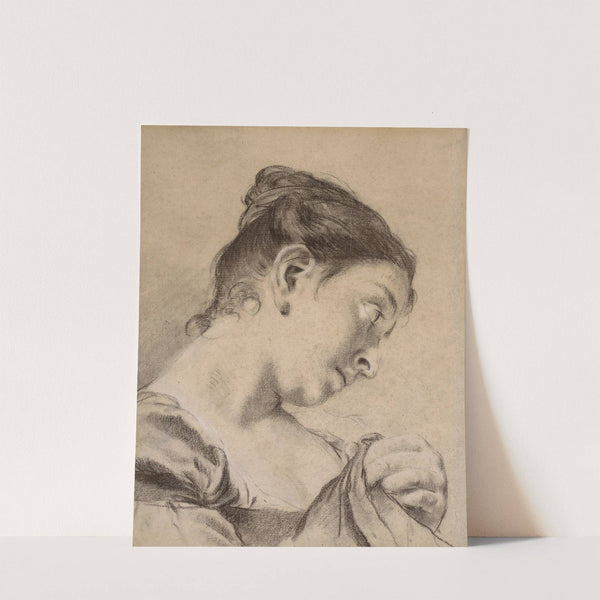 Head of a young girl seen in profile holding her dress in her left hand by Domenico Maggiotto