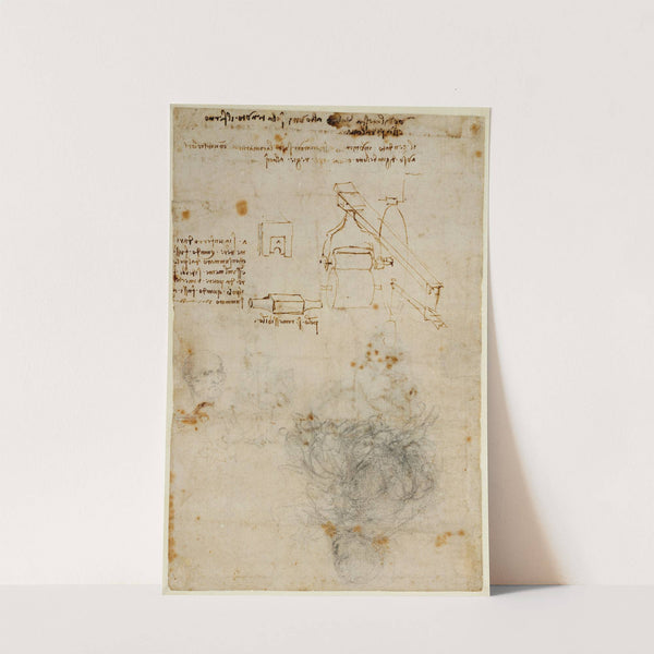 Head of an Old Man, and Studies of Machinery (1503–1506) by Leonardo da Vinci