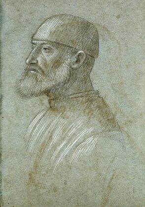 Head of Bearded Man Wearing a Cap, in Profile to the Left