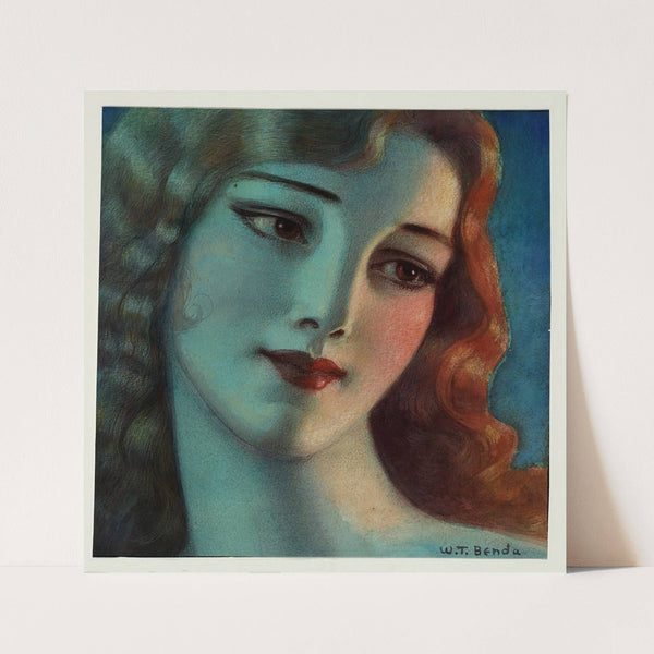 Head of girl with long blonde hair by Wladyslaw Theodore Benda