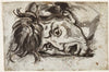 Head of man, open-mouthed and wide-eyed