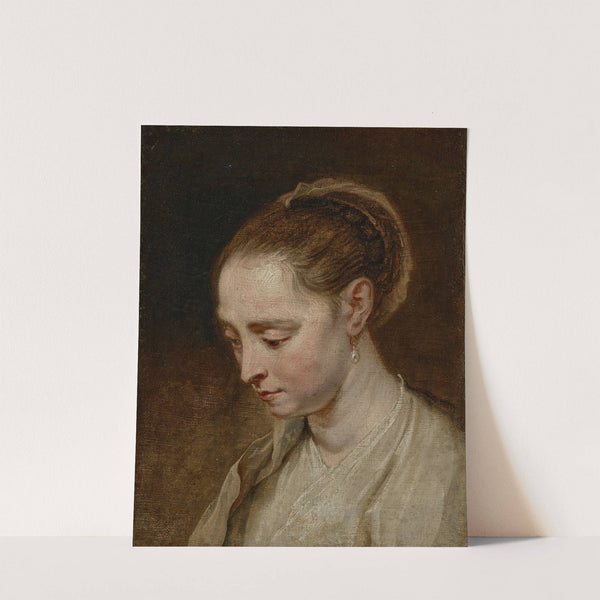 Head study of a young woman with a pearl earring by Jan Boeckhorst