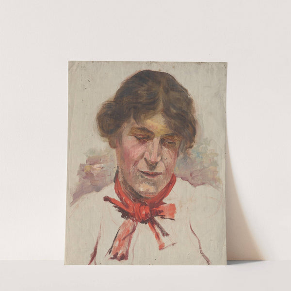 Head Study of Woman with Red Bow by Aurel Ballo