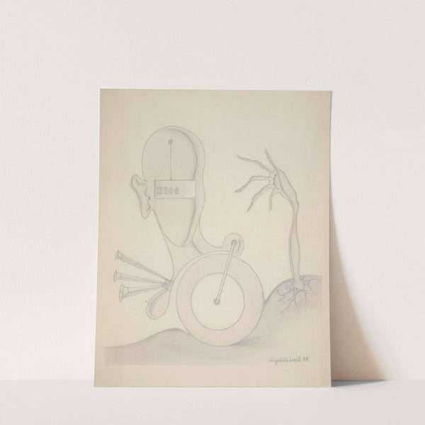 Head with Sign, Hand, Wheel, and Auto Horn by Angelika Hoerle