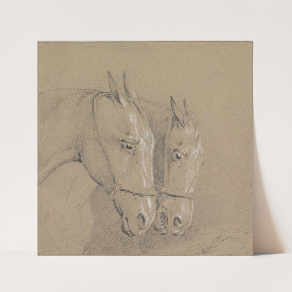 Heads and Necks of Two Horses Wearing Bridles, Right Profiles by Henry Thomas Alken