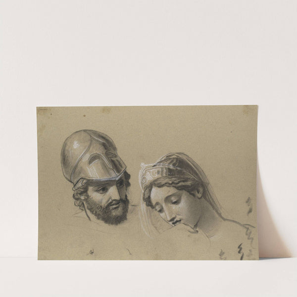 Heads Studies for 'Castor and Pollux Freeing Helen' by Joseph-Ferdinand Lancrenon