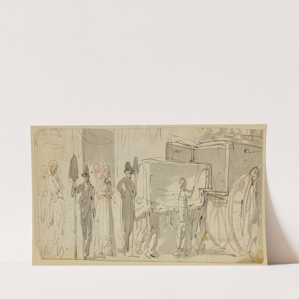 Hearse receiving coffin by Thomas Rowlandson