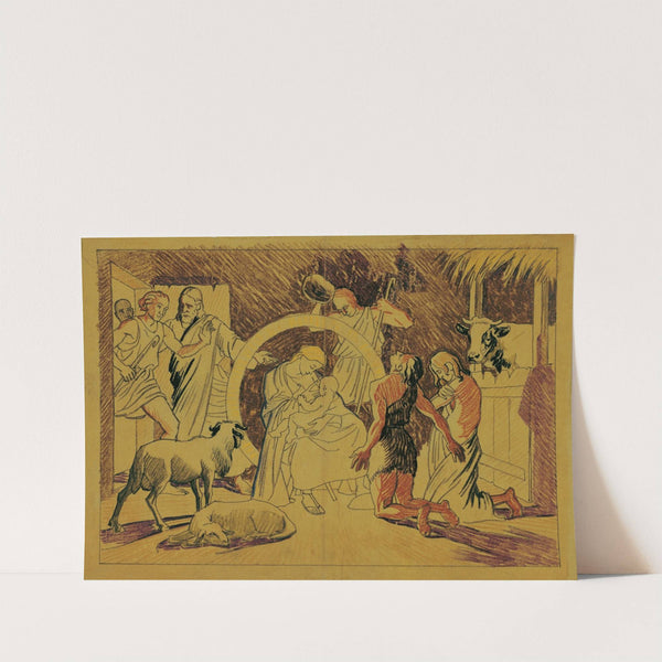 Heilige Familie mit Hirten by Josef Wawra