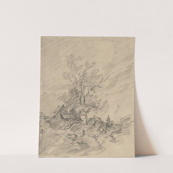 Heimkehrende Figuren in windiger Landschaft by Anton Burger