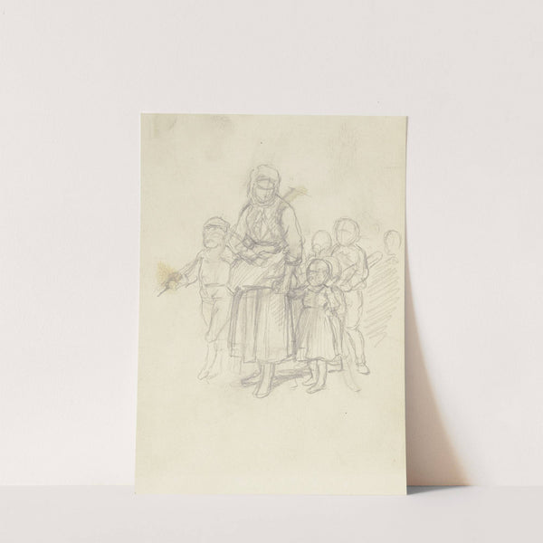 Heimkehrende Frau mit Kindern by Jakob Becker