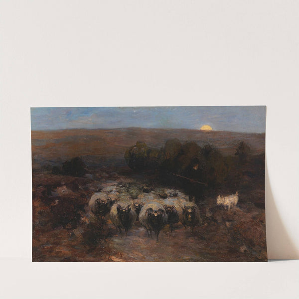 Heimkehrende Heidschnuckenherde bei Mondaufgang (1905) by Heinrich Von Zügel