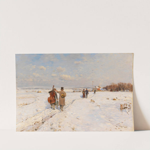 Heimkehrende Musikanten im Schnee (1880) by Hugo Mühlig