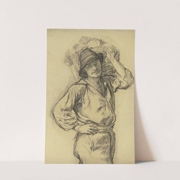 Heimkehrender Landarbeiter mit Fruchtkorb (ca 1880) by Otto Scholderer