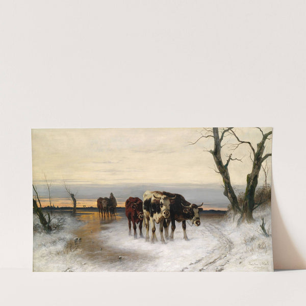 Heimtrieb der Herde in winterlicher Landschaft by Christian Mali