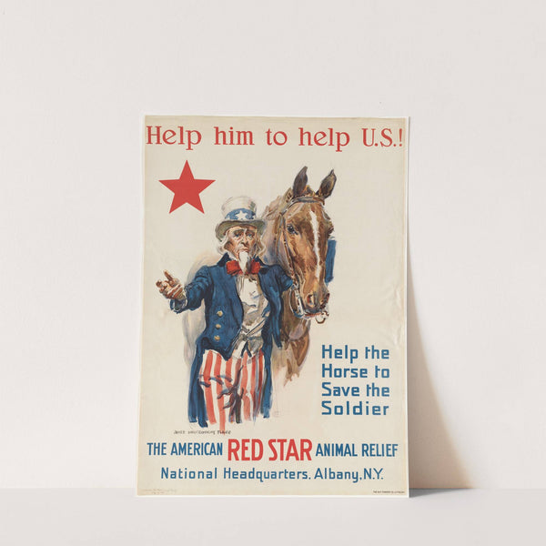Help him to help U.S.! Help the horse to save the soldier (1918) by James Montgomery Flagg