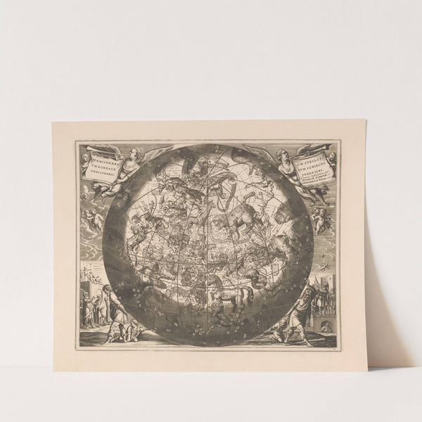 Hemelkaart met de noordelijke sterrenbeelden Haemisphaerium stellatum boreale cum subiecto haemisphaerio terrestri (1660-1708) by Peter Schenk the Elder