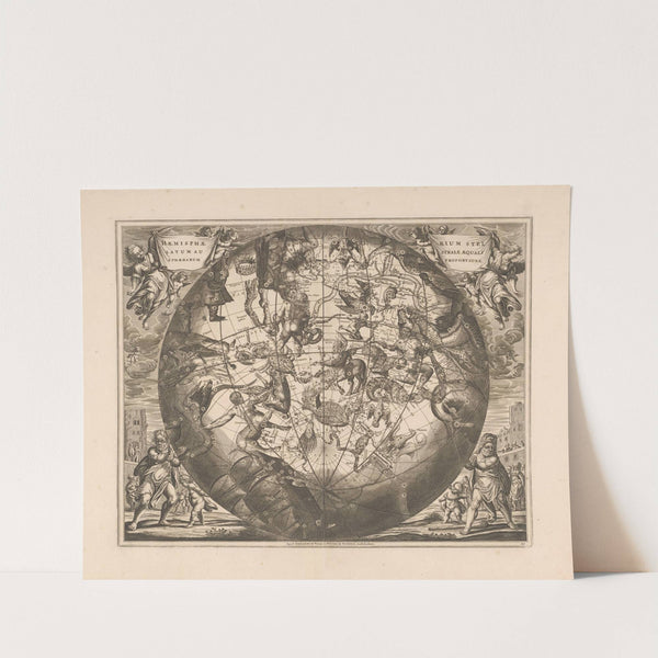 Hemelkaart met de zuidelijke sterrenbeelden Haemisphaerium stellatum australe aequali sphaerarum proportione (1660-1708) by Peter Schenk the Elder