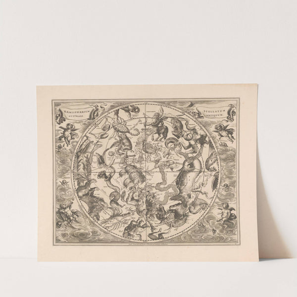 Hemelkaart met de zuidelijke sterrenbeelden Haemisphaerium stellatum australe antiquum (1660-1708) by Peter Schenk the Elder