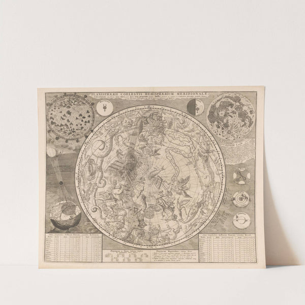 Hemelkaart met de zuidelijke sterrenbeelden Planisphaerii coelestis hemisphaerium meridionale (1660-1708) by Peter Schenk the Elder