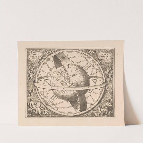 Hemelkaart van de aarde volgens het stelsel van Ptolemaeus Situs terrae circulis coelestibus circundatae (1660-1708) by Peter Schenk the Elder