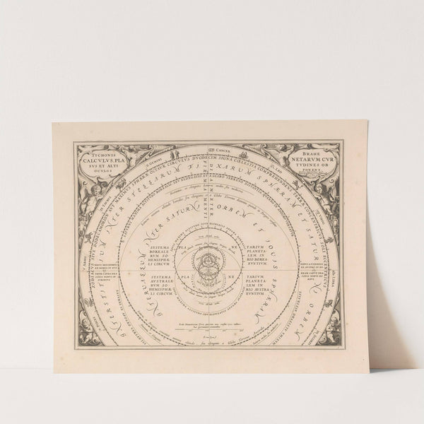 Hemelkaart van het stelsel van Brahe Tychonis Brahe calculus (1660-1708) by Peter Schenk the Elder