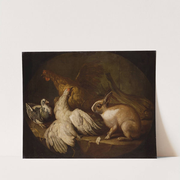 Hens, a Pigeon and a Rabbit by Giovanni Agostino Cassana
