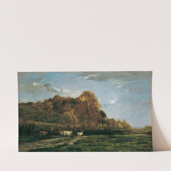 Herbstliche Aulandschaft Abendstimmung (1867) by Charles François Daubigny
