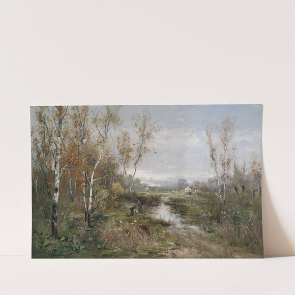 Herbstliche Moorlandschaft an einem Birkenhain (by 1916) by Adolf Kaufmann