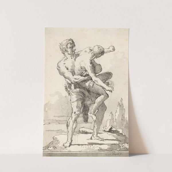 Hercules and Antaeus (with a ledge Below) (late 18th century) by Giovanni Domenico Tiepolo